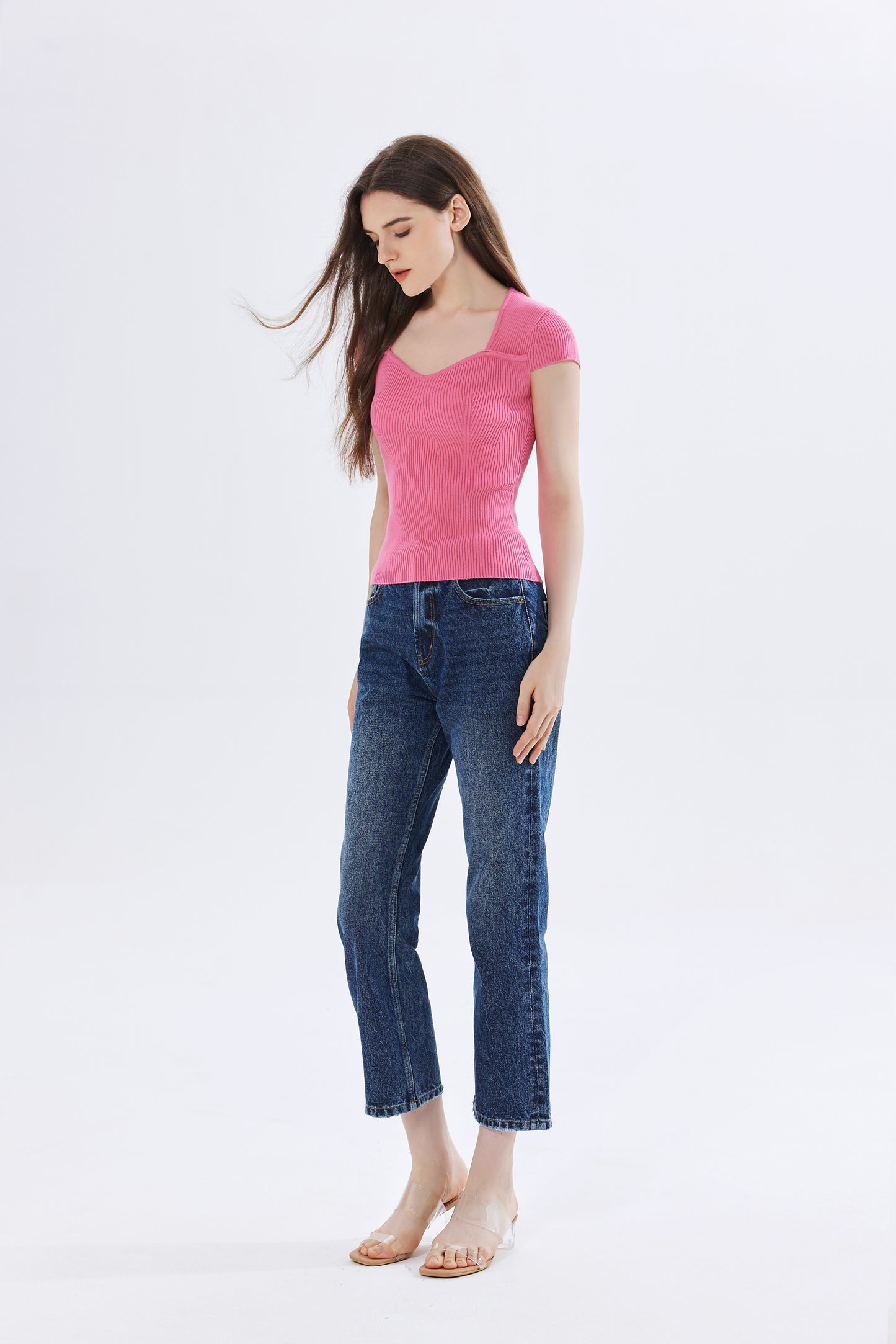 Isabella Ribbed Knit Sweetheart Top