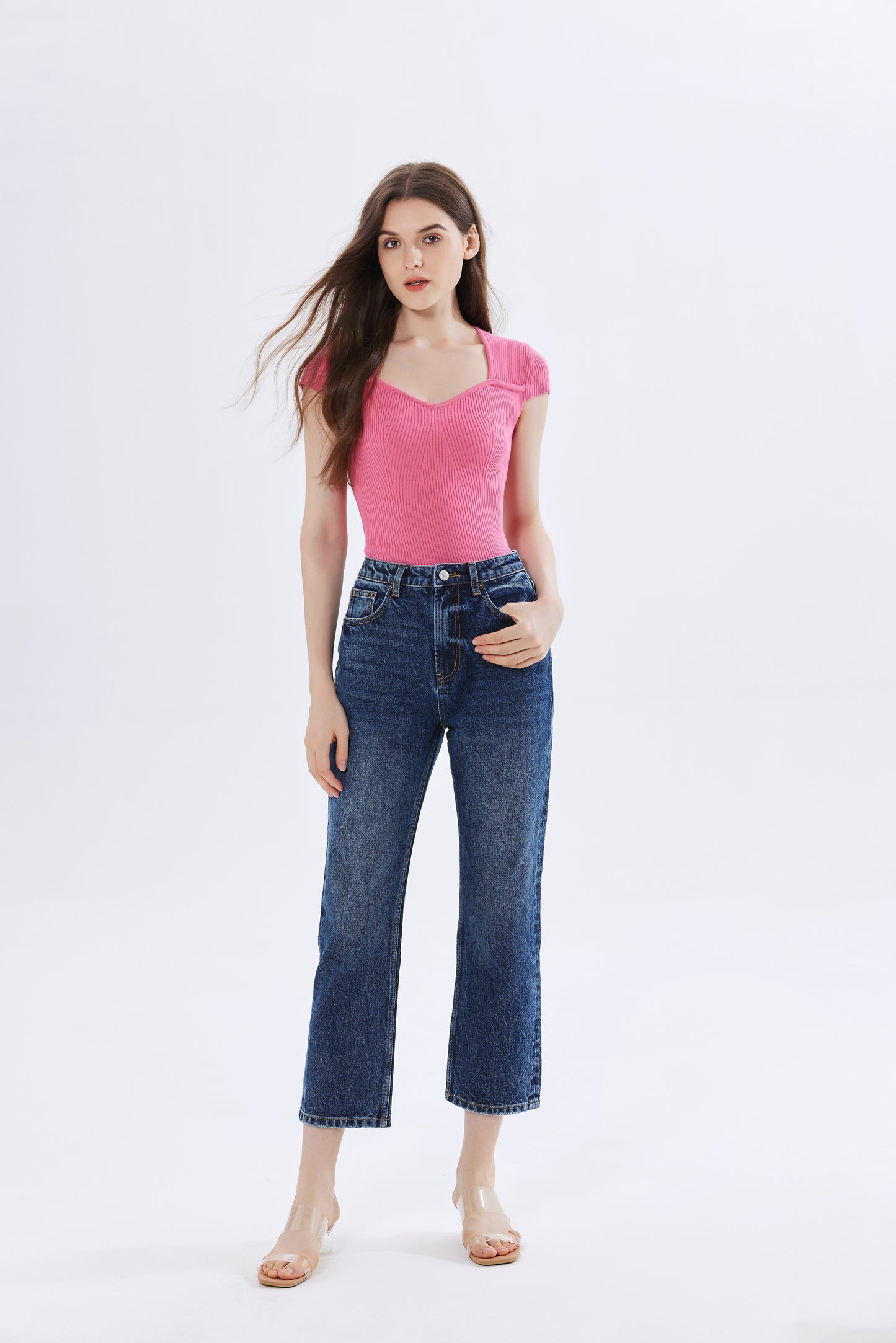 Isabella Ribbed Knit Sweetheart Top