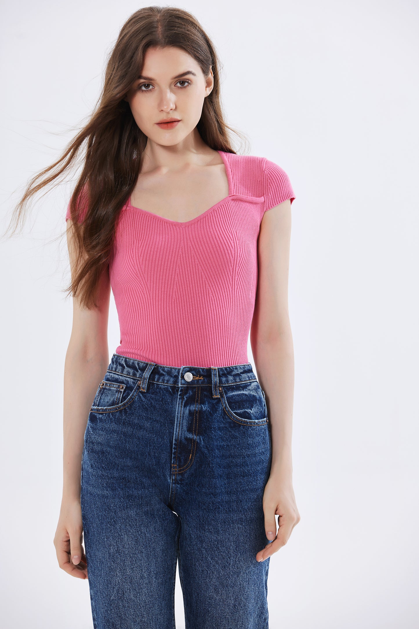 Isabella Ribbed Knit Sweetheart Top
