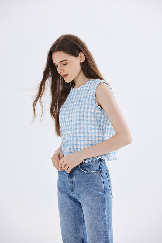 Sky Lar Tweed Top